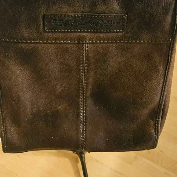 Vintage Fossil Chocolate Brown Crossbody Messenger Handbag Adjustable Strap - Picture 4 of 9